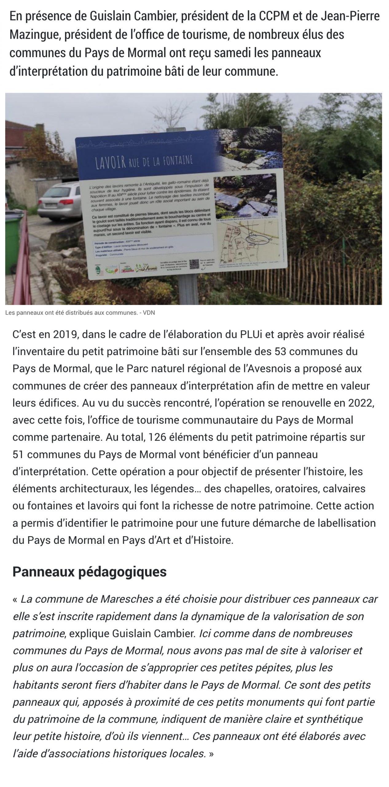 Maresches le Pays de Mormal valorise son petit patrimoine bâti Pays